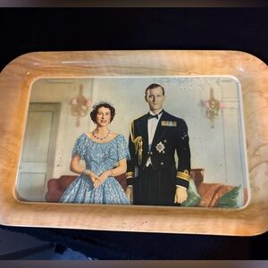 Queen Elizabeth and Prince Philip Baron tea tray vintage The Crown British Royal